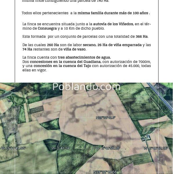 Vendo o alquilo para energía solar, por jubilación. 366 HA. Cultivo de cereal , viña y almendros. Con concesíon de riego, ríos Tajo y Guadiana. Maquinaría, casa, naves.